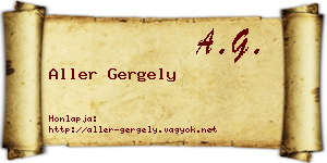 Aller Gergely névjegykártya
